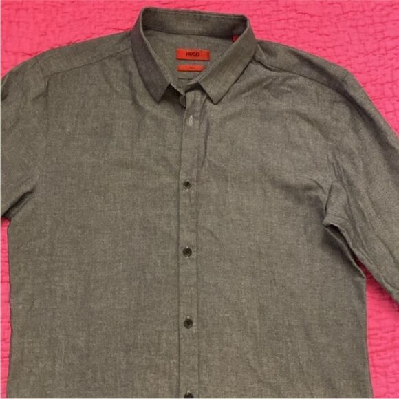 Hugo Boss Gray Casual Button Down Shirt with Long Sleeves, M - Picture 2 of 9